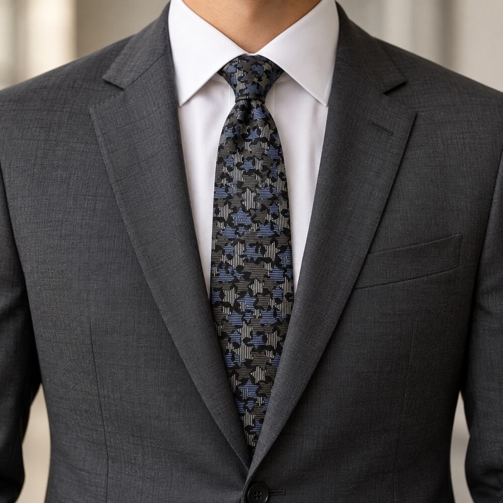 NWT Ted Baker 100% Silk Star Print Blue Black Gray Men’s Designer Necktie
